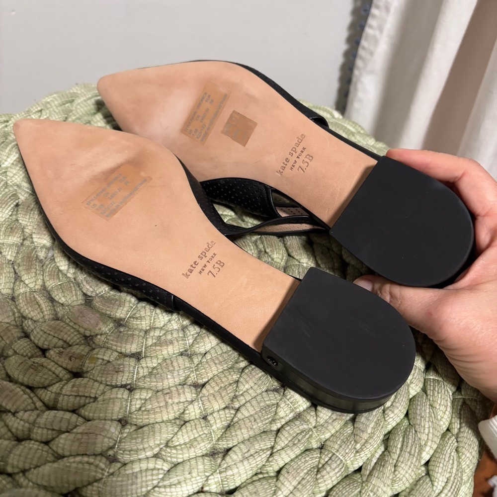NEW Kate Spade Veronica Black Leather Point Toe Slingback Flats Size 7.5 - Picture 9 of 10